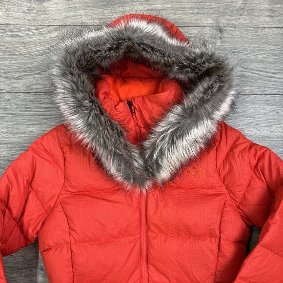 The North Face Dreamer Parkina Jacket Size Small Womens Fiery Red 600 Down Coat - Picture 3 of 14
